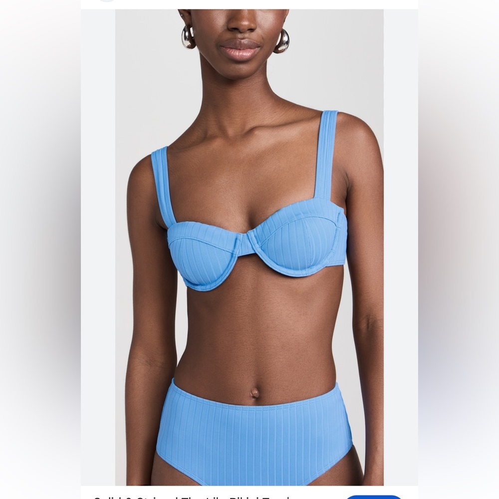 Solid & striped The LILO bikini top ONLY  marina blue lightly padded XS New
